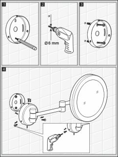 Wasserkraft K-1004BLACK Зеркало с LED-подсветкой 3-х кратным увеличением